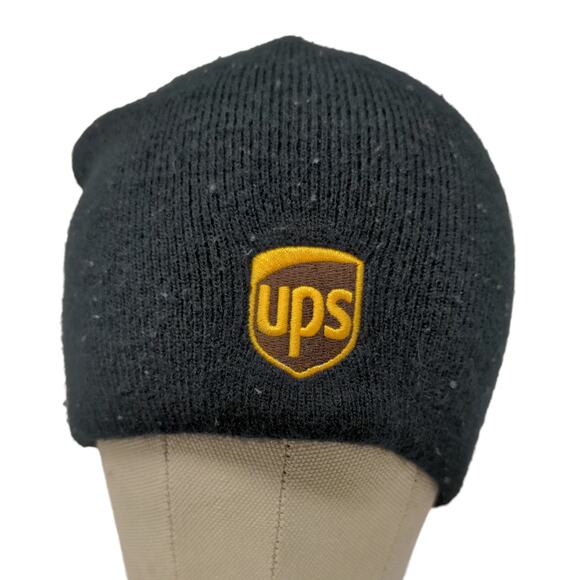 UPS Employee Uniform Beanie Hat Black Embroidered Logo Delivery OSFA - Picture 1 of 12
